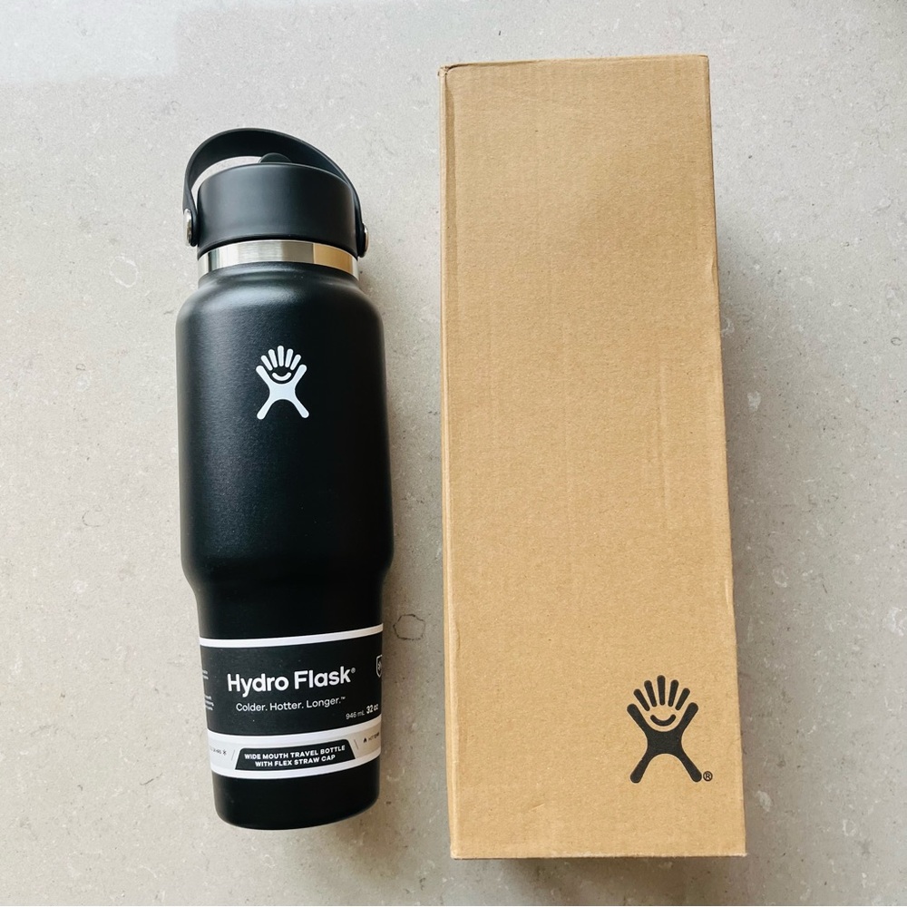 NEW Hydro Flask 32 oz Wide Mouth Travel Bottle with Flex Straw Cap